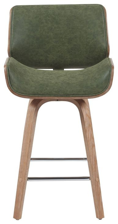 Tyler White Wash and Vintage Green Upholstered Swivel Counter Height Stool