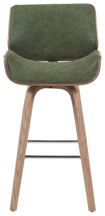 Tyler White Wash and Vintage Green Upholstered Swivel Bar Stool