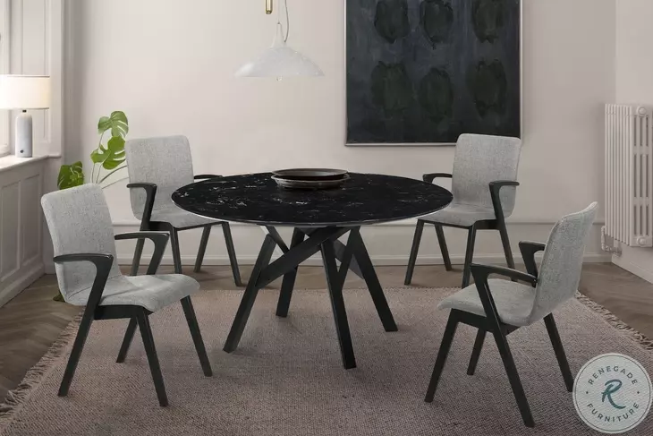 Varde Black And Grey Fabric Dining Chair Set Of 2