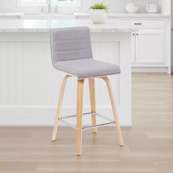 Vienna Oak and Gray Upholstered Swivel Counter Height Stool