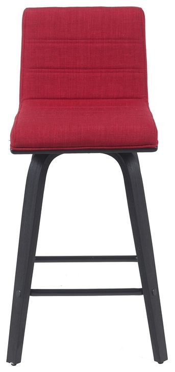 Vienna Brushed Black and Red Upholstered Swivel Counter Height Stool