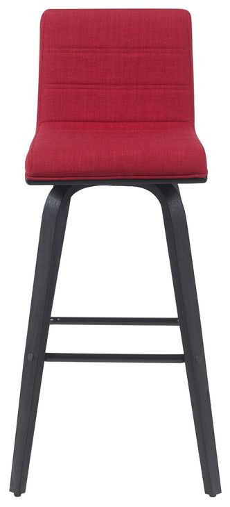 Vienna Brushed Black and Red Upholstered Swivel Bar Stool
