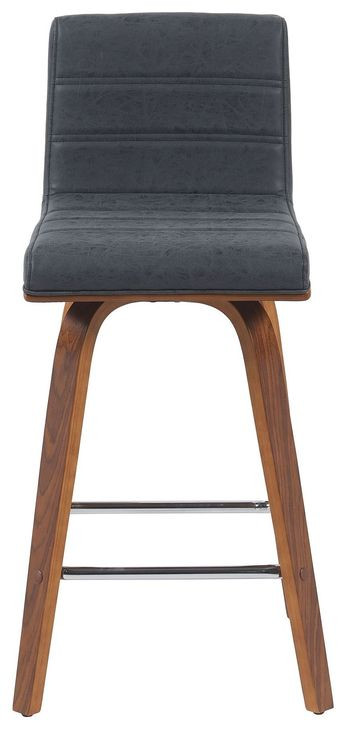 Vienna Walnut and Vintage Black Upholstered Swivel Counter Height Stool