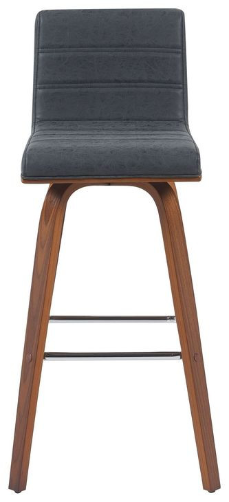 Vienna Walnut and Vintage Black Upholstered Swivel Bar Stool