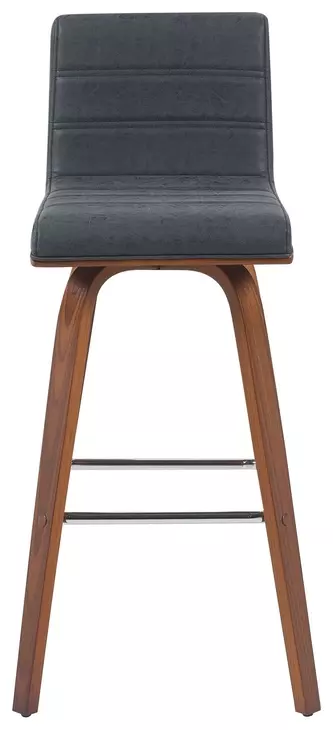 Vienna Walnut and Vintage Black Upholstered Swivel Bar Stool