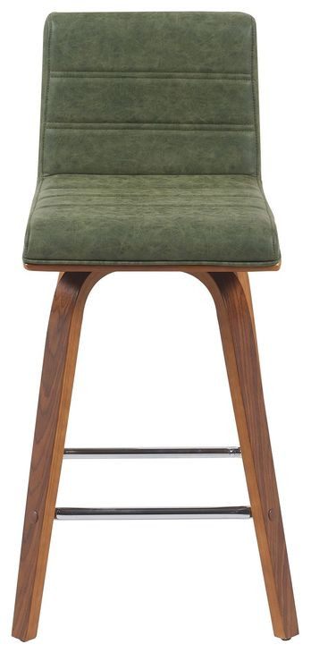 Vienna Walnut and Vintage Green Upholstered Swivel Counter Height Stool