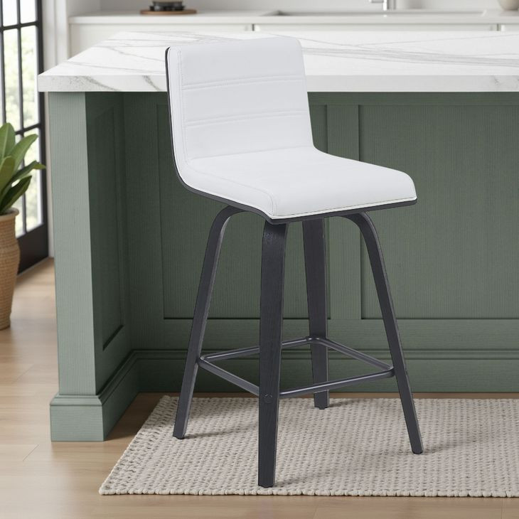 Vienna Brushed Black and White Upholstered Swivel Counter Height Stool