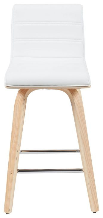 Vienna Oak and White Upholstered Swivel Counter Height Stool