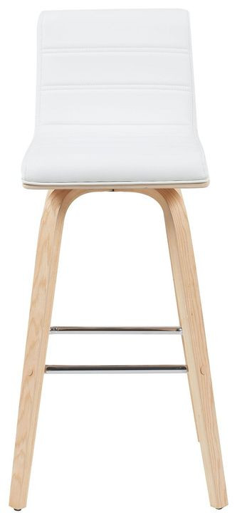 Vienna Oak and White Upholstered Swivel Bar Stool