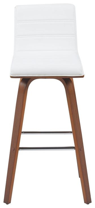 Vienna Walnut and White Upholstered Swivel Bar Stool