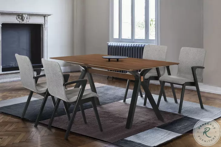 Varde Black And Grey Fabric Dining Chair Set Of 2