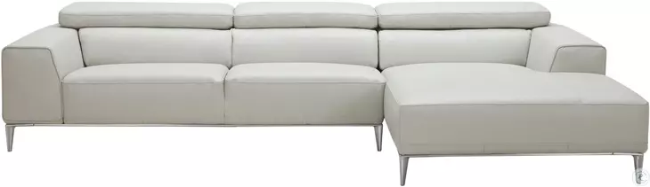 Lecoultre Light Grey Leather RAF Sectional