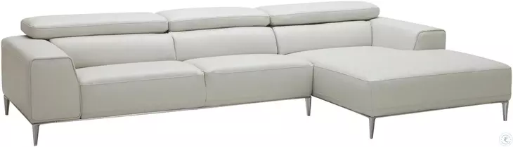 Lecoultre Light Grey Leather RAF Sectional