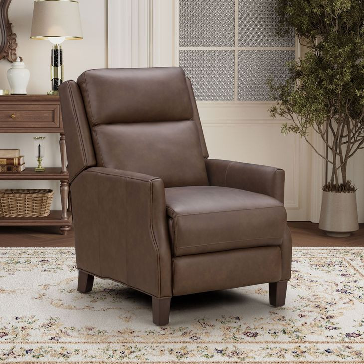 Ledger Oasis Walnut Leather Push Thru The Arms Recliner