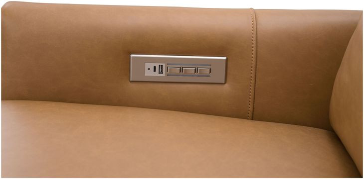 Ledger Santa Fe Brandy Leather Power Recliner with Power Lumbar and USB Charging