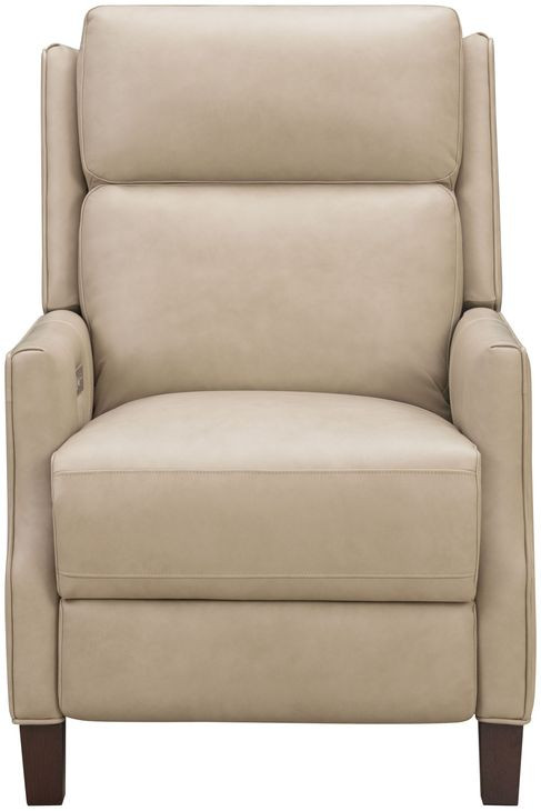 Ledger Cashmere Stone Leather Power Recliner with Power Lumbar and USB Charging