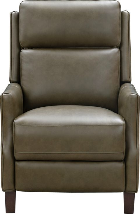 Ledger Oasis Olive Leather Push Thru The Arms Recliner