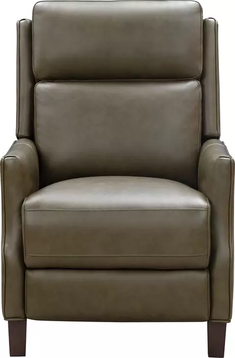 Ledger Oasis Olive Leather Push Thru The Arms Recliner