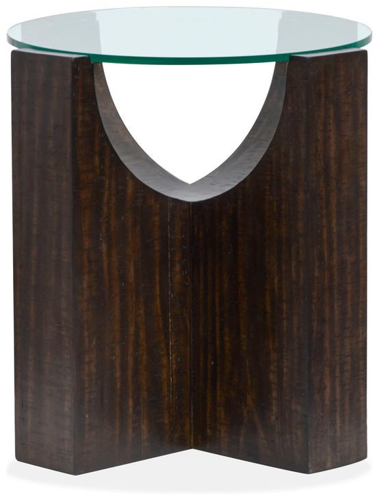 Beckham Rustic Tavern Round Glass Top End Table