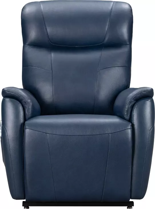 Leighton Marco Navy Blue Leather Lay Flat Power Lift Recliner with Power Headrest and Power Lumbar