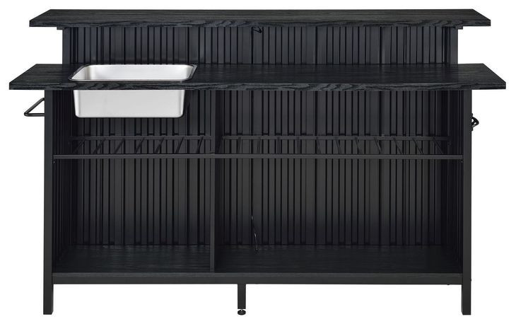 Kehlani Black 69" Rectangular Bar Table with USB Charging and LED
