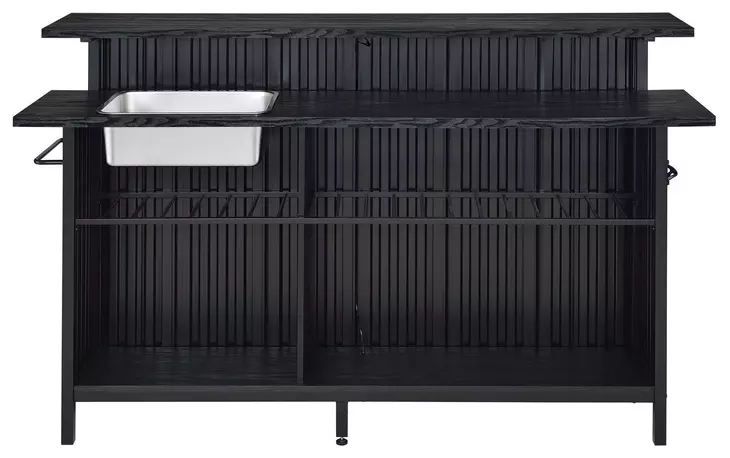 Kehlani Black 69" Rectangular Bar Table with USB Charging and LED