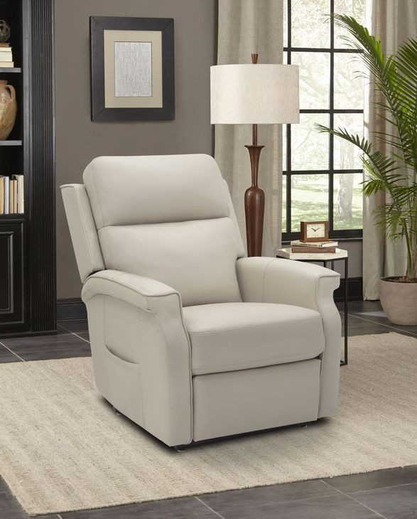Lena Rainer Dove Performance Fabric Power Lift Recliner with with Power Headrest and Power Lumbar