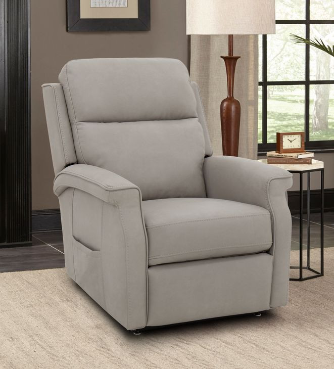 Lena Capriccio Dove Performance Fabric Power Lift Recliner with USB Charging and 2 Zone Heat