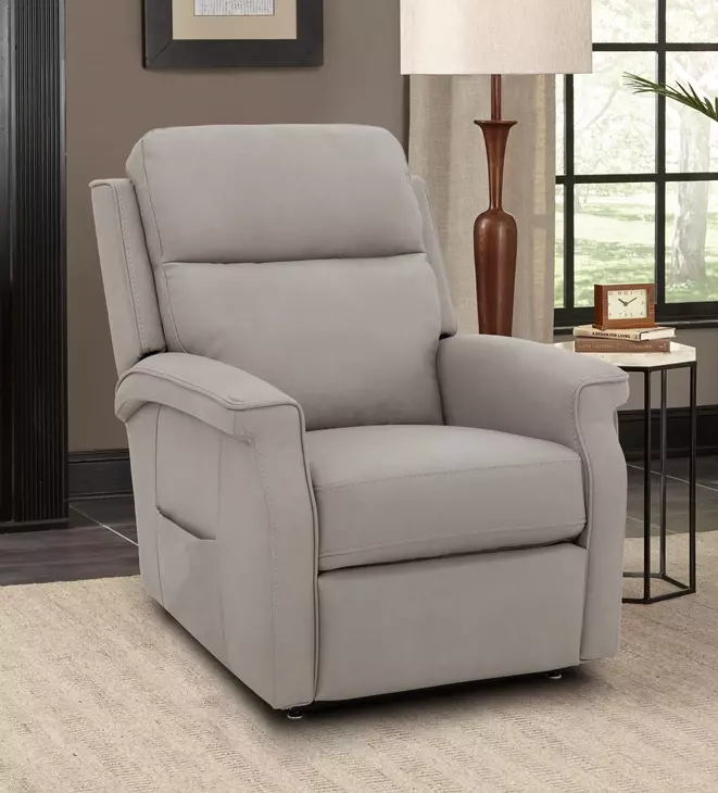 Lena Capriccio Dove Performance Fabric Power Lift Recliner with USB Charging and 2 Zone Heat
