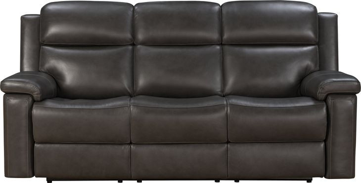 Leon Matteo Smokey Gray Leather Power Reclining Living Room Set with USB Charging