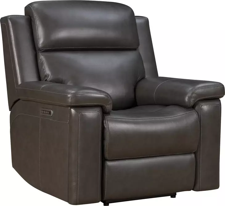 Leon Matteo Smokey Gray Power Recliner With Power Headrest And