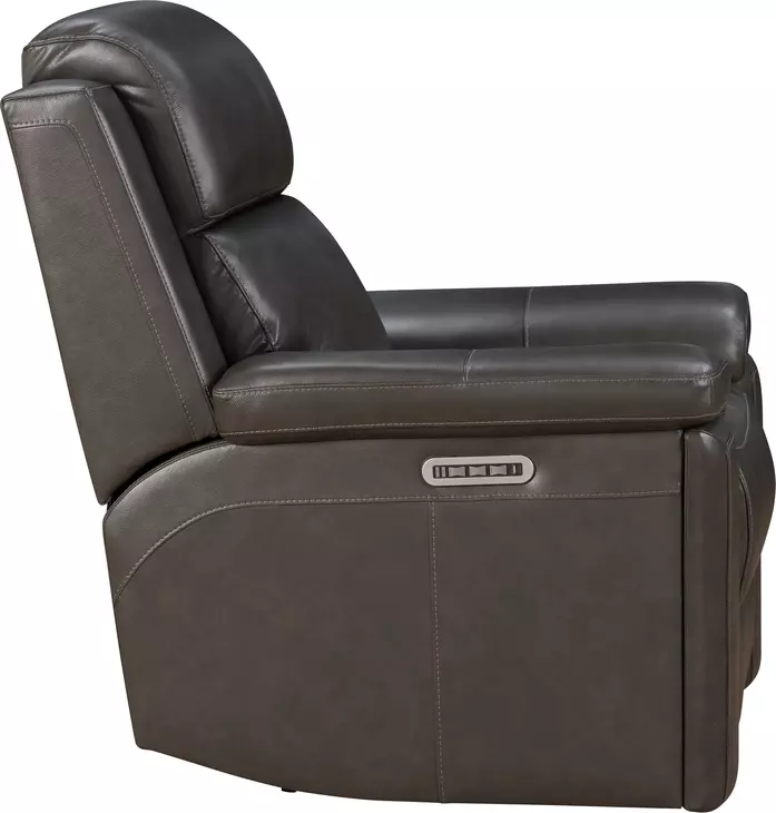 Leon Matteo Smokey Gray Power Recliner With Power Headrest And
