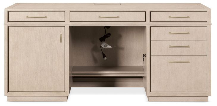 Marlowe Polished Limestone Credenza Home Office Set