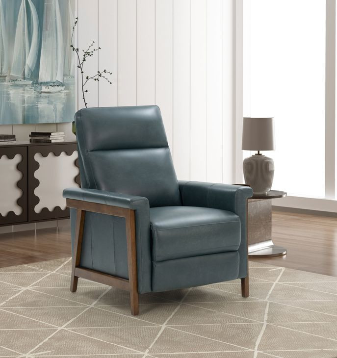 Lewiston Roma Bluegray Leather Push Thru The Arms Recliner