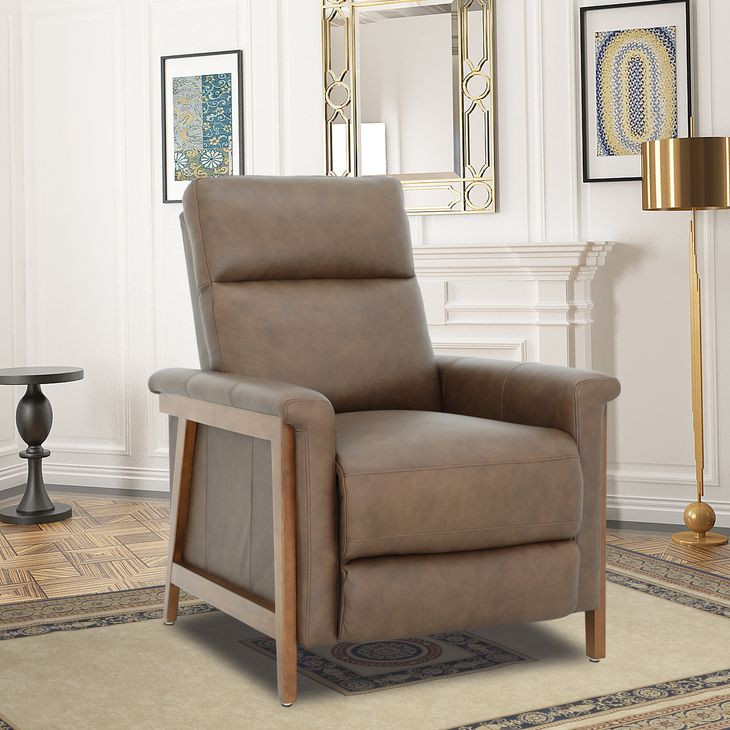 Lewiston Oasis Walnut Leather Push Thru The Arms Recliner