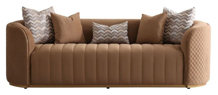 Ariana Caramel and Gold Velvet 97" Sofa