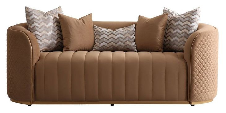 Ariana Caramel and Gold Velvet 83" Loveseat