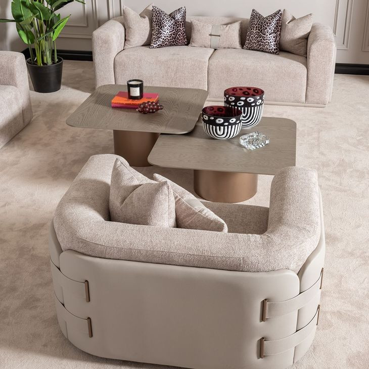 Eastbourne Light Ash and Antique Gold Short Cocktail Table