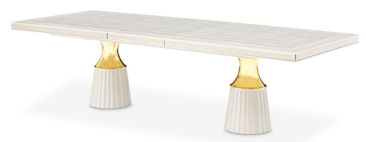 Carmela Shimmer Ivory 113" Extendable Rectangular Dining Table