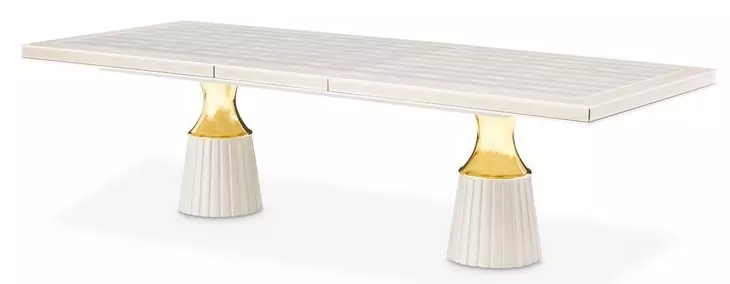 Carmela Shimmer Ivory 113" Extendable Rectangular Dining Table