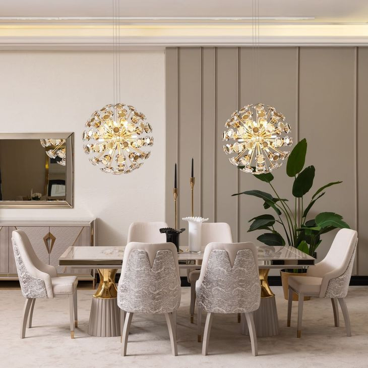 Monaco Elegance Shimmer Ivory Dining Room Set