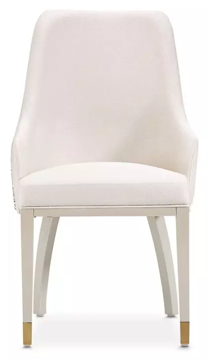 Carmela Shimmer Ivory and Almond Dining Arm Chair
