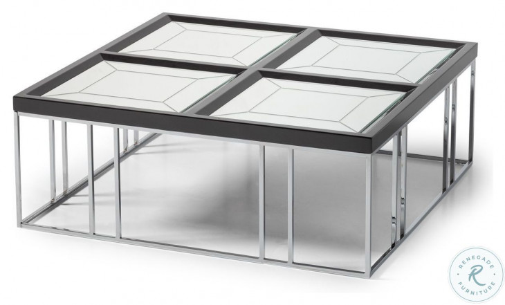 Monaco Elegance Glossy Charcoal Sand Square Cocktail Table