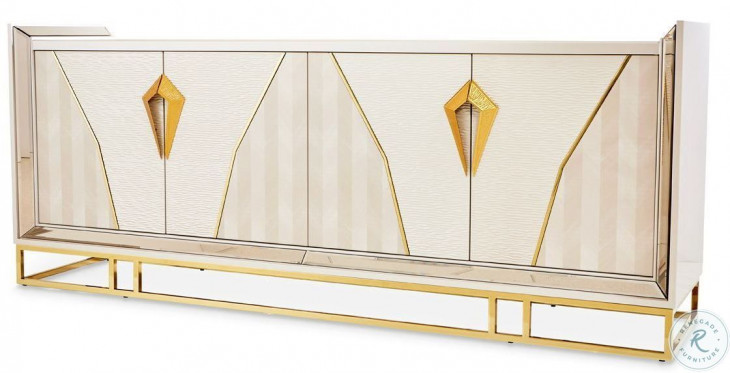 Monaco Elegance Shimmer Ivory Console Table with 1 Drawer