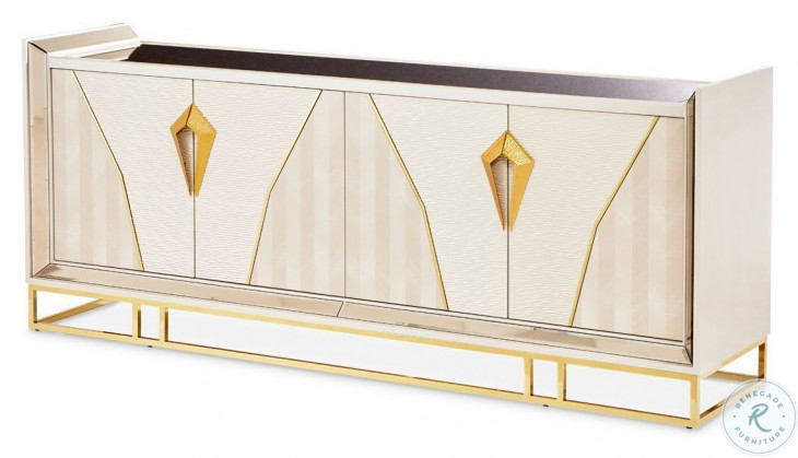 Monaco Elegance Shimmer Ivory Console Table with 1 Drawer