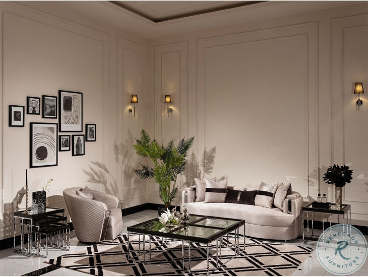 Monaco Elegance Zinc and Silver 85" Sofa