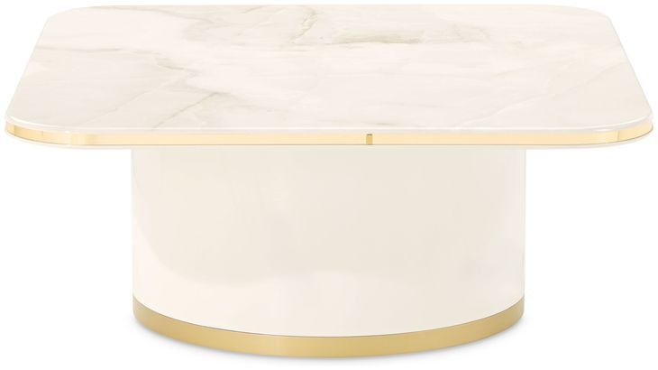 Gineverra Ivory and Gold Rectangular Cocktail Table