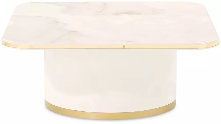 Gineverra Ivory and Gold Rectangular Cocktail Table