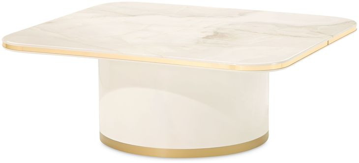 Gineverra Ivory and Gold Rectangular Cocktail Table