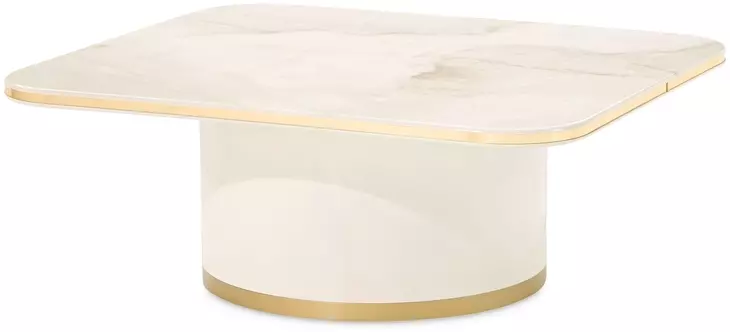 Gineverra Ivory and Gold Rectangular Cocktail Table